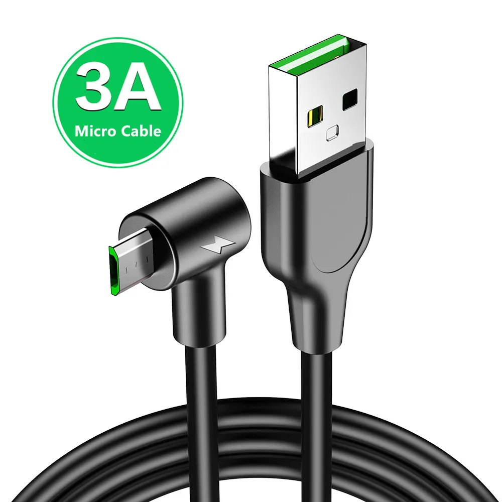 3A кабель Micro USB кабель для быстрой зарядки для samsung S7 S6 huawei мобильный телефон Andriod кабели 90 градусов кабель Microusb