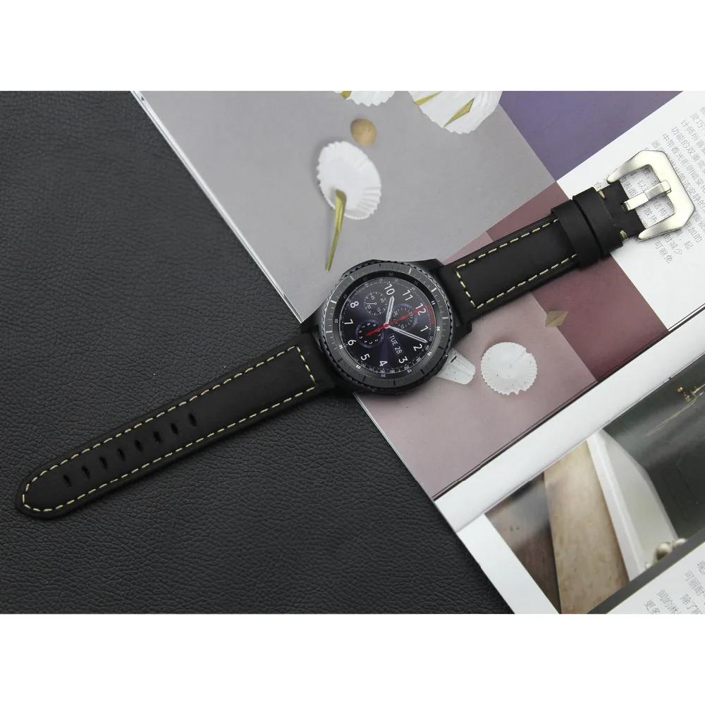 Кожаный ремешок для Samsung Galaxy watch 46 мм Gear s3 Frontier band Браслет 22 Huawei GT S 3 Classic 46|Ремешки