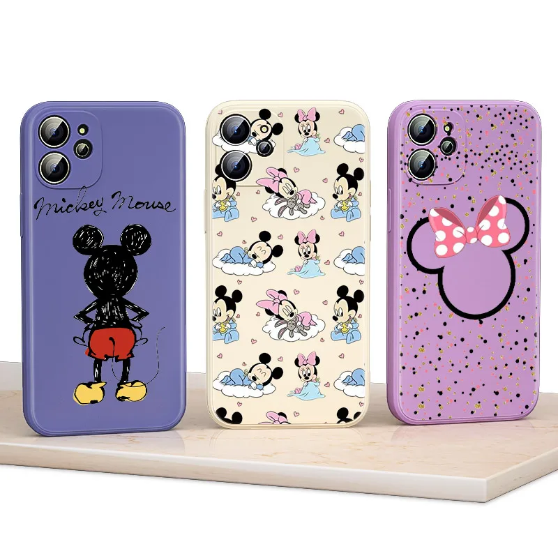 Liquid Silicone Soft Cover Minnie Y Mickey For Apple IPhone 13 12 Mini 11 Pro XS MAX XR X 8 7 6S SE Plus Phone Case