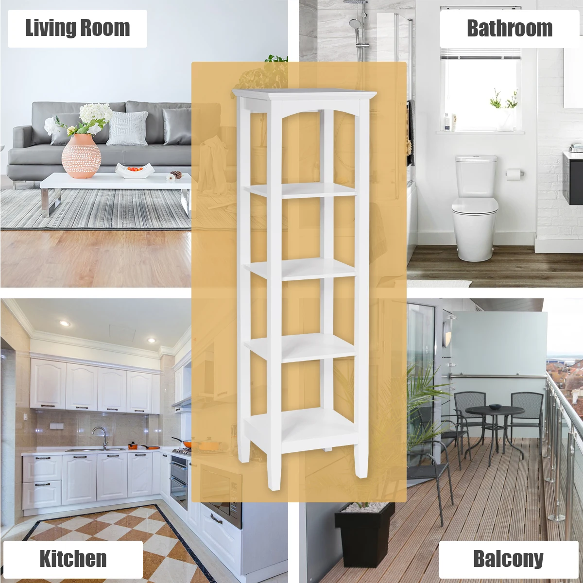 

COSTWAY 5-Tier Utility Shelves Storage Rack Multifunctional Freestanding Shelving Unit