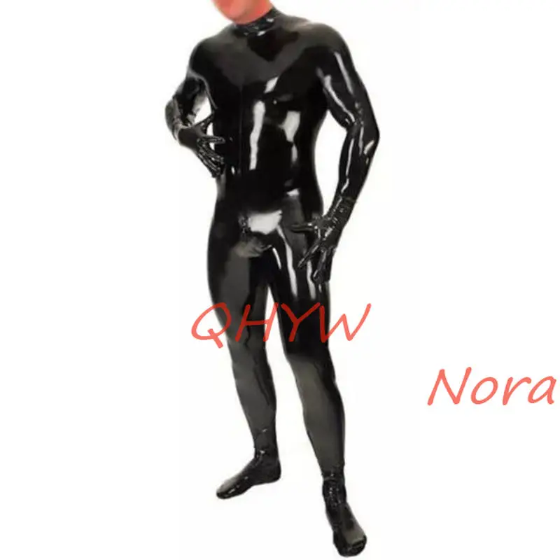 

Nature Sexy Latex Man Body Catsuit with Gloves with Back Zippers Alice In Wonderland Costume Adult Cosplay Costume