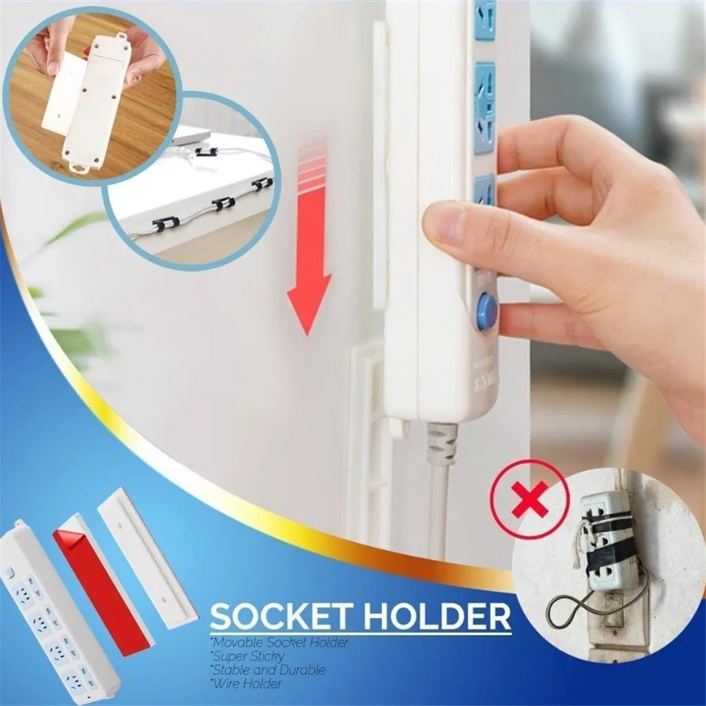 Держатель штепсельной вилки 2 шт сильный клей бесшовный Волшебный держатель