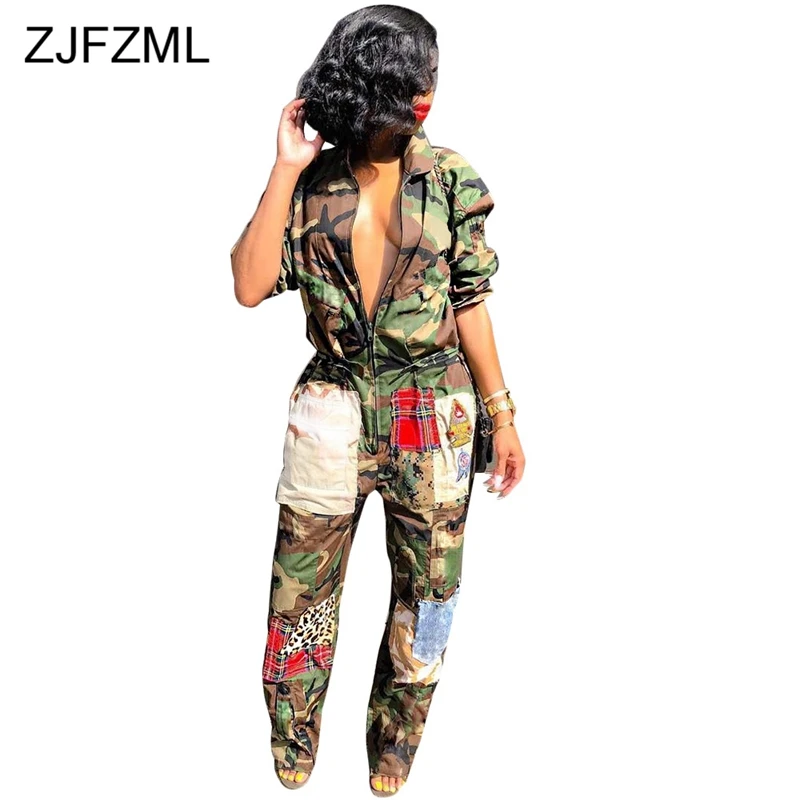 Женский камуфляжный комбинезон в стиле Харадзюку повседневный с отложным