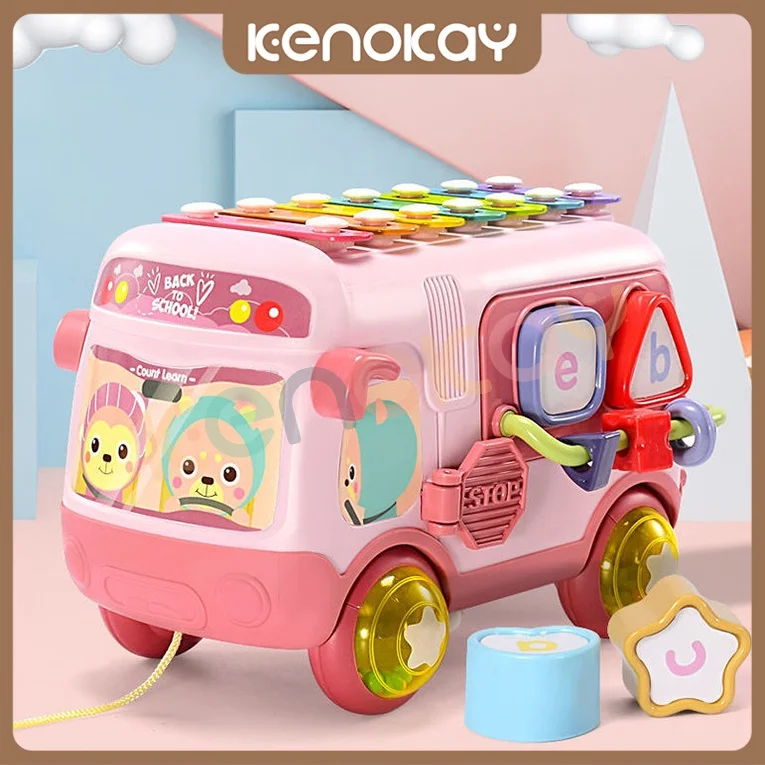 

Музыкальные игрушки kenok, детский автобус, игрушечный пианино, автомобиль, головоломка, строительный блок, Многофункциональная игрушка для р...