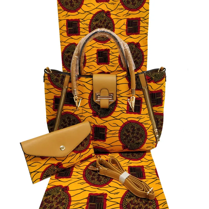 Африканская сумка и 6 ярдов африканская ткань высокого качества традиционная сумка Анкара африканская восковая ткань для ручной работы H1903