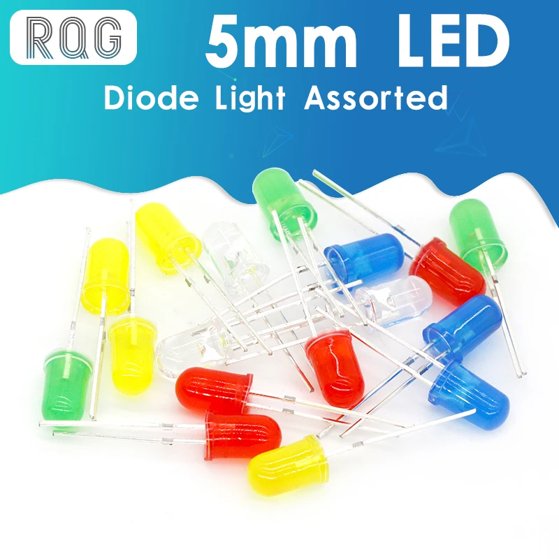 100pcs 5mm LED diode Light Assorted Kit DIY LEDs Set White Yellow Red Green Blue electronic diy kit | Обустройство дома