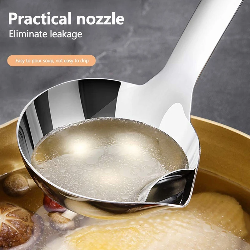 

Oil Seperator Spoon Stainless Steel Oil Filter Spoon Soup with Long Handle Cooking Strainer