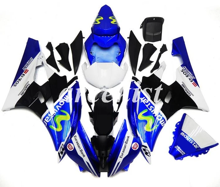 ABS полный обтекатель комплект подходит для Yamaha YZF 600 R6 06 07 YZF-R6 2006 2007 мотоцикл трек обтекатель комплект Cowling синий белый