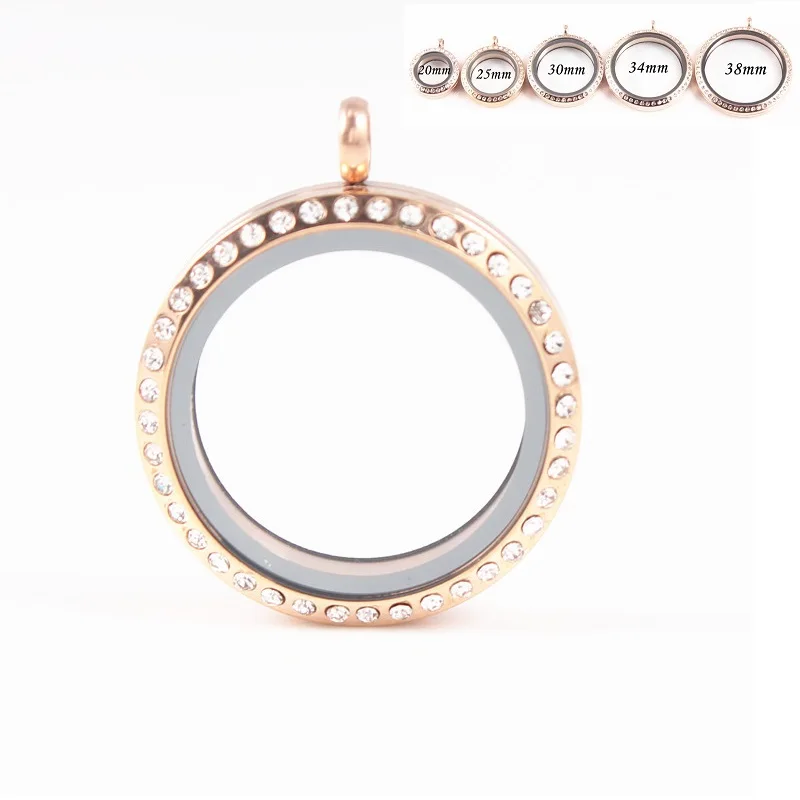 Круглый водостойкий Кристальный плавающий медальон из розового золота