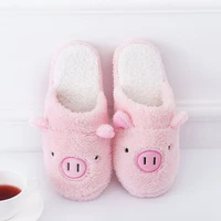 cute cartoon slippers women pink pig and brown bear home warm cotton indoor couple shoes comfortable soft slippers with fur drag