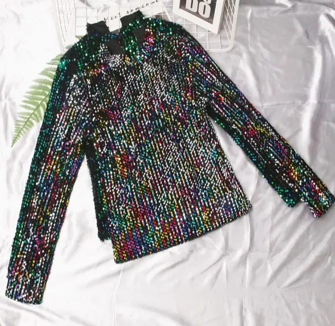 Сексуальные женские облегающие футболки с пайетками блестящие Клубные вечерние