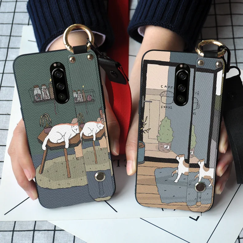 Матовый чехол с ремешком на шею для Sony Xperia 1 5 XZ XZ1 Compact XZ2 XZ3 XZ4 10 Plus из ТПУ кольцом