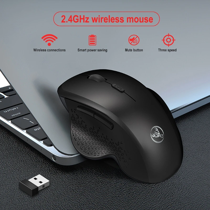 

2.4G 10m Wireless Mouse Optical 6 Buttons USB Receiver 1600DPI Silent Vertical