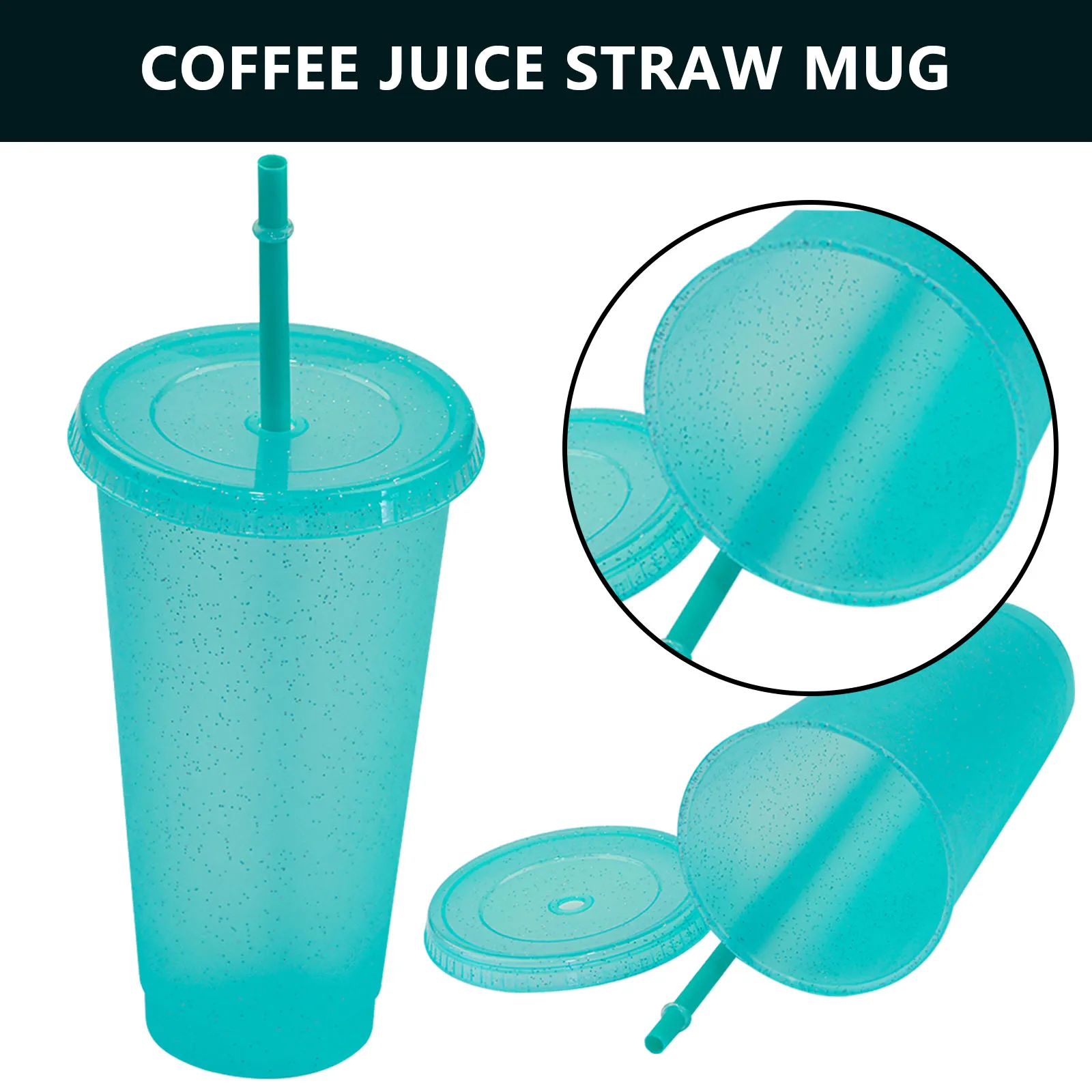 Powder Shiny Reusable Straw Cup Sequined Glitter Coffee Juice Mug Personalized Plastic Bottom Outdoor Portable | Дом и сад