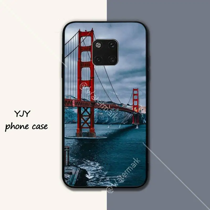 Yinuoda Золотые ворота мост черный мягкий чехол для мобильного телефона Huawei mate 9 10 20 30