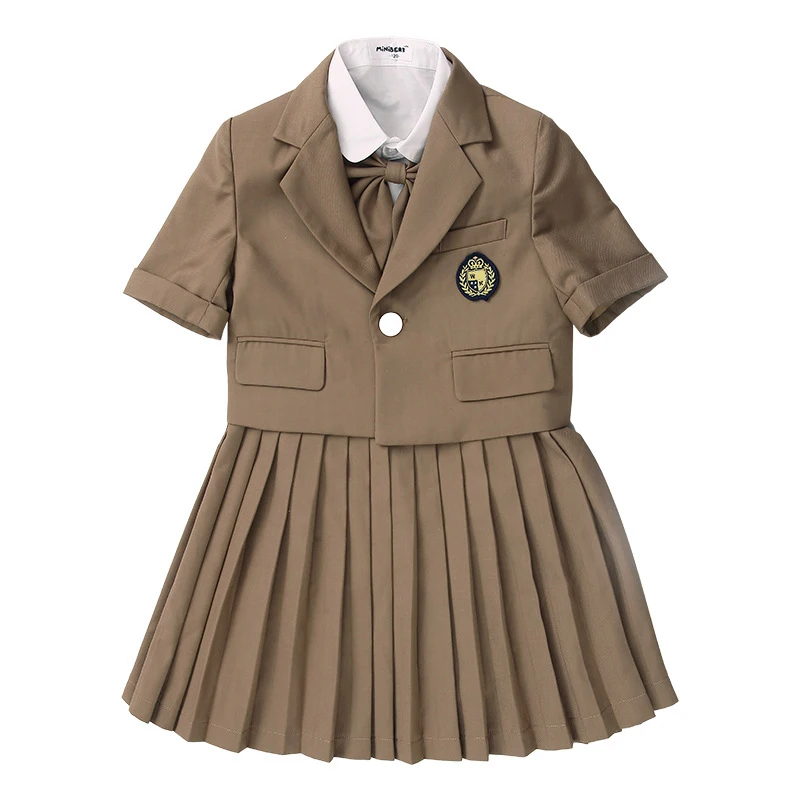 

Kid Korean Japanese School Uniform for Girls Boys White Shirt Suit Blazer Coat Suspender Dress Shorts Clothes Set Student Outfit