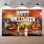 Студийный фон для фотосъемки с изображением тыквы и свечи на Хэллоуин Seekpro