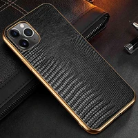 genuine leather case for iphone x 11 xs max case for 11 12 13 pro max cover electroplate coque for iphone xr 11 12 13 mini case