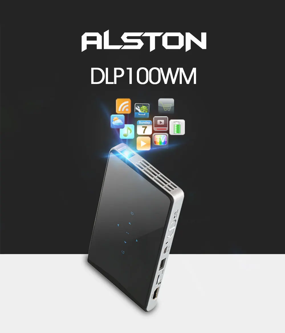 ALSTON DLP100WM мини DLP проектор Android мультимедийный встроенный WIFI Bluetooth HDMI поддержка 1080P