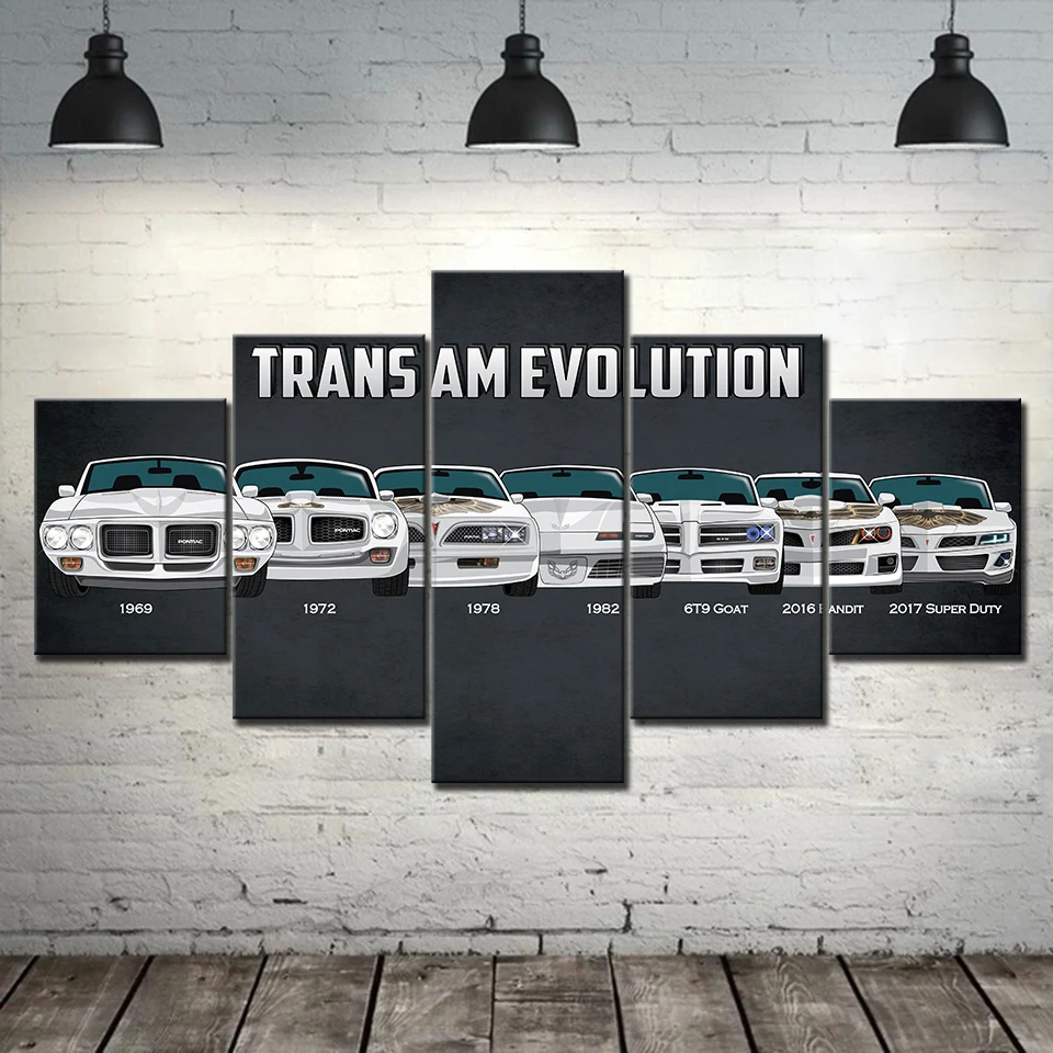 

No Framed 5Pcs Trans AM Black Car Posters Wall Art Canvas Pictures HD Paintings Living Room Home Decor Accessories Decoration