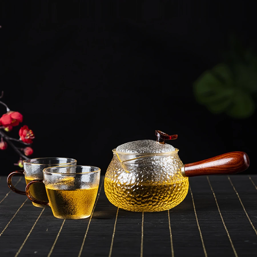 Heat Resistant Japanese Style Tea Pot Glass Hand Made Hammer Grain Teapot Filter Boiling Tetera Cristal Daily Necessities EF50TP | Дом и сад