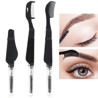 1pcs double head foldable stainless steel eyelash brush eyebrow extension comb makeup mascara brush cosmetic tools