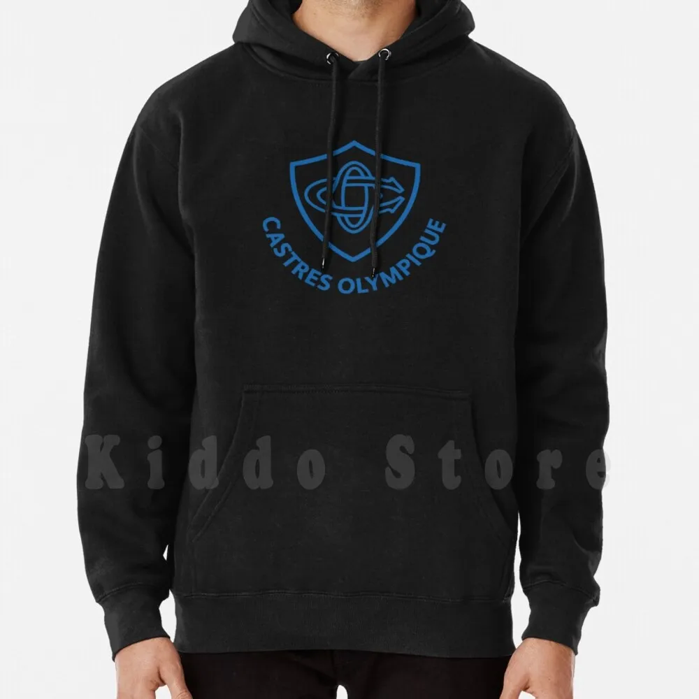

Castres Olympique Black Background Hoodie Long Sleeve Rugby French Rugby French Team Top 14 Fan French Castres