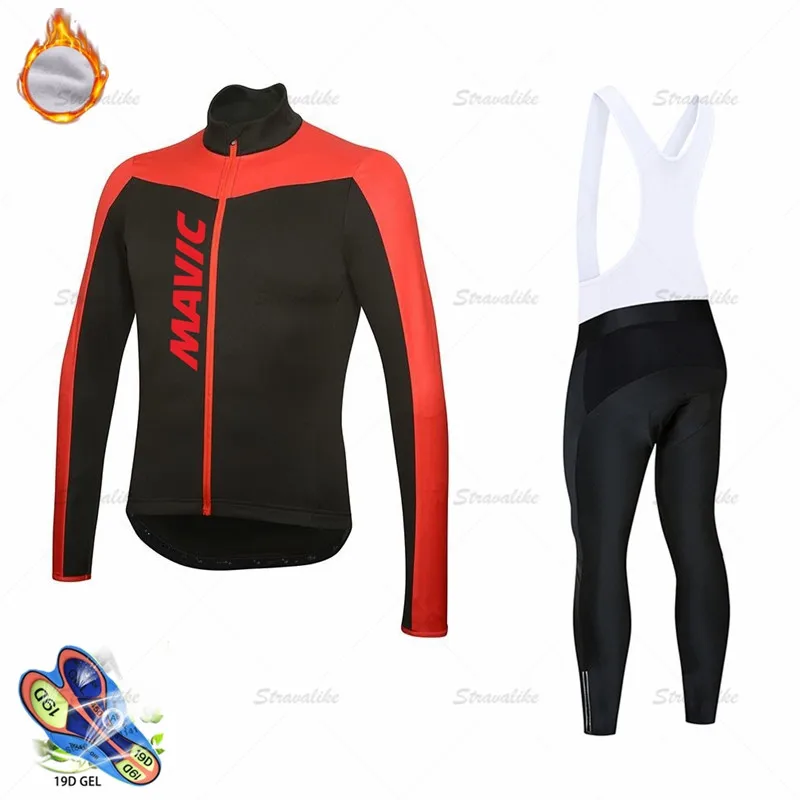 

MAVIC man Winter thermal Fleece Cycling Jersey suit Long sleeve cycling clothing cycling Jacket set Ropa de ciclismo de invierno
