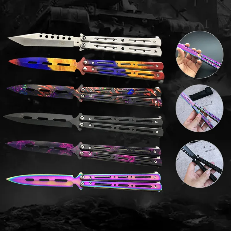 Складной нож бабочка из нержавеющей стали тренировочный 1 шт.|Ножи| |