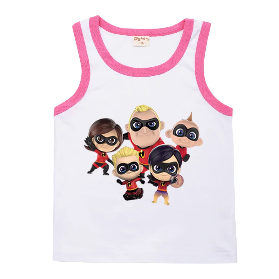 

2021 Disney The Incredibles Summer Boys and Girls 100% Cotton T-shirt Tank Top Beach Shorts Comfortable Boutique