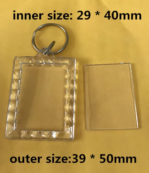 

5000pcs/lot Rectangular lace Blank Acrylic Keychains Insert Photo plastic Keyrings DIY Split Ring Keychains accessories