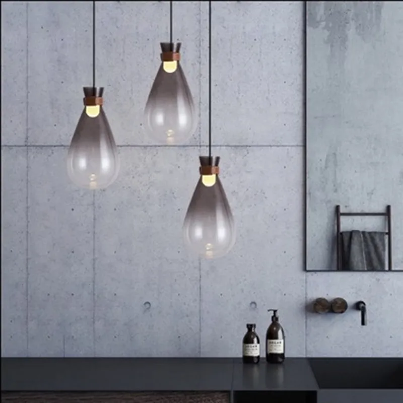 

Nordic fashion Post-modern minimalist glass water drop design bedroom bedside living room dining bar bar small chandelier