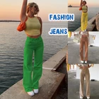 Женские однотонные джинсы, драпированные свободные тонкие прямые брюки с высокой талией, женские повседневные брюки