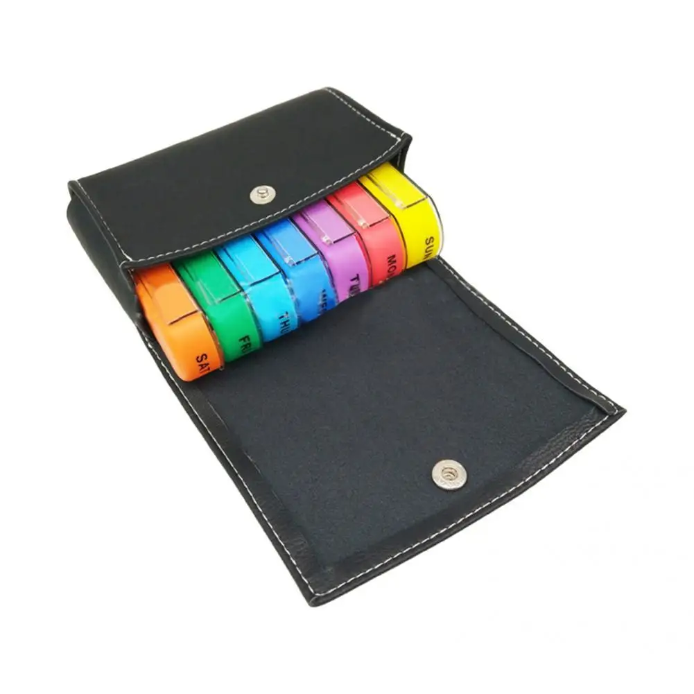 

Чехол для переноски пищевых продуктов, диспенсер для напоминаний, держатель для таблеток из искусственной кожи для пожилых людей