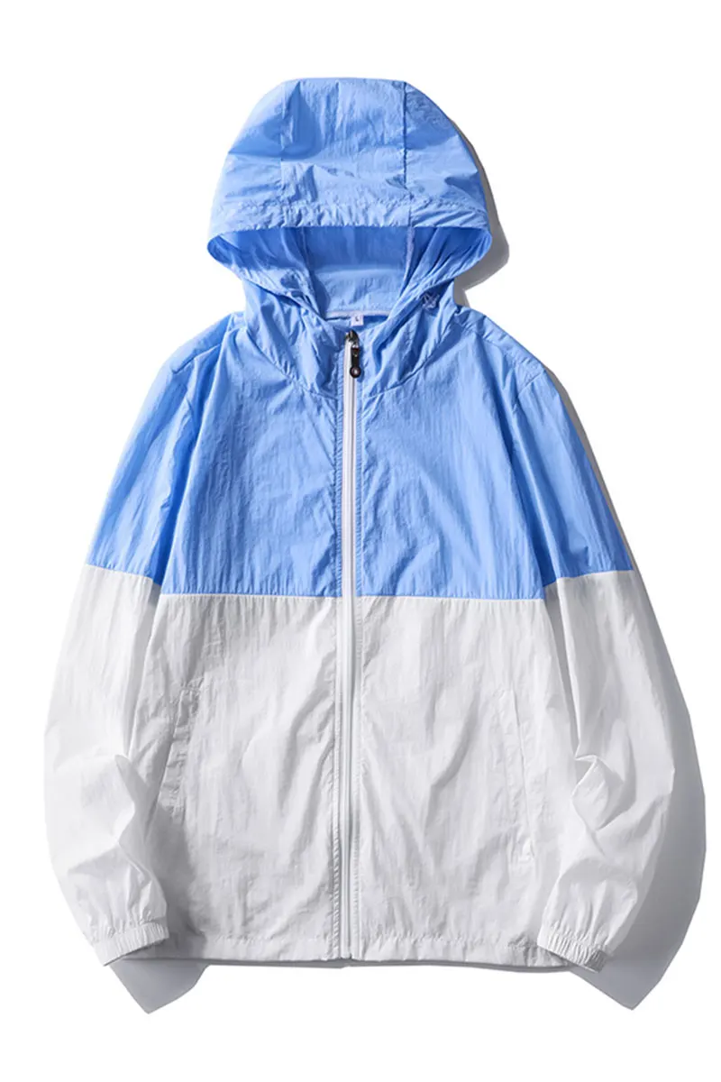 

2021 Summer Men Quick Dry Skin Sun Protection Couple Patchwork Coat Fashion Windbreaker Waterproof Men Outwear Ultra-Ligh Jacket