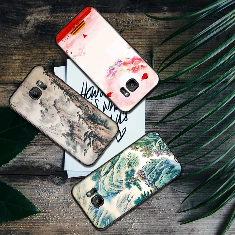 Китайский пейзаж Живопись мягкий силиконовый чехол для телефона Samsung Galaxy S8 S9 S10 Plus