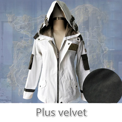Plus Velvet White Игра PUBG Playerunknown's Battlegrounds костюмы для косплея для детей и взрослых пальто с капюшоном куртка черный белый Ghillie костюм одежда унисекс - Цвет: Plus Velvet White