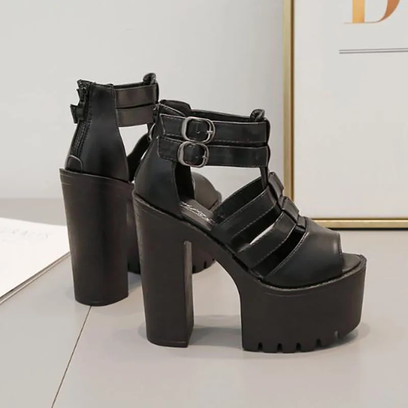 

LEOPARD LAND 2021 Summer New Sandals Female Hollow Thick Roman Mouth Thick and Thick Waterproof Platform 15CM High Heels Shoes