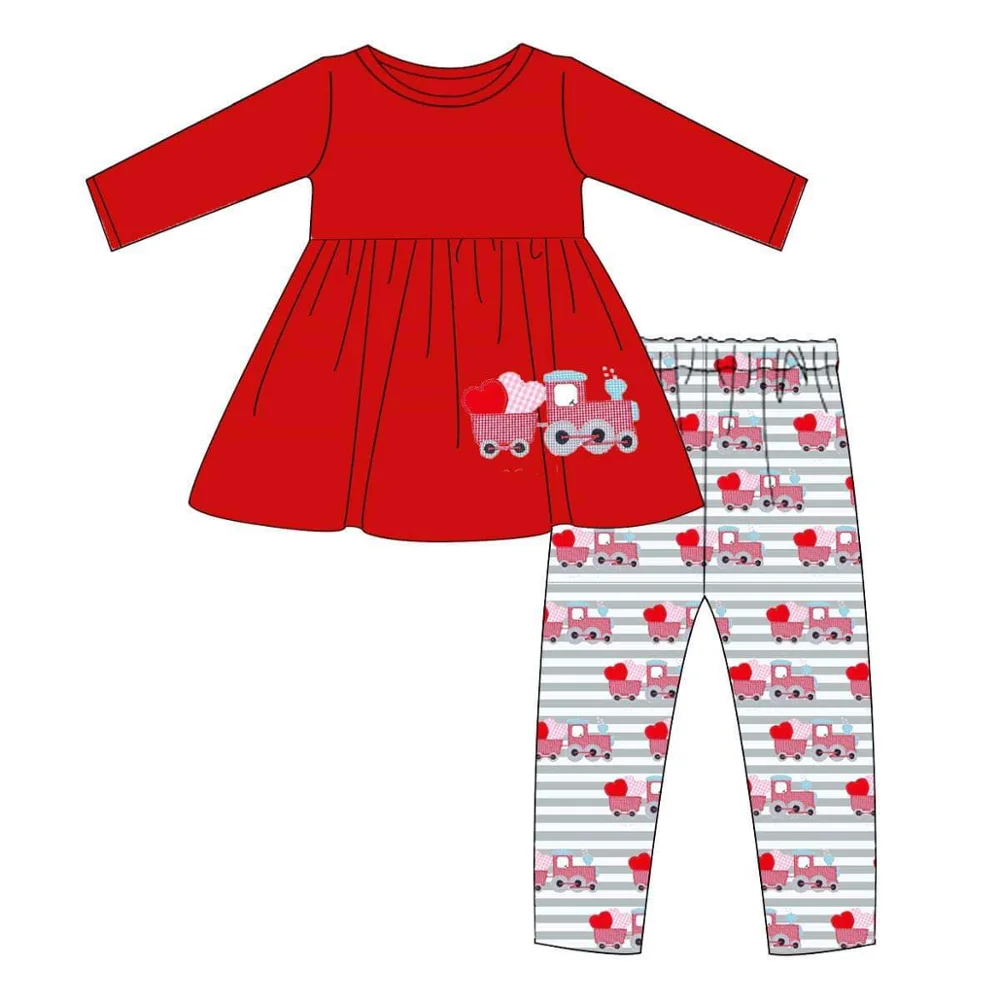 Модная детская одежда для маленьких девочек на День святого Валентина с длинными