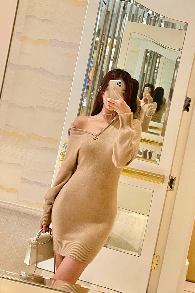 

autumn early spring sexy slim dress with body wrapped knit dress