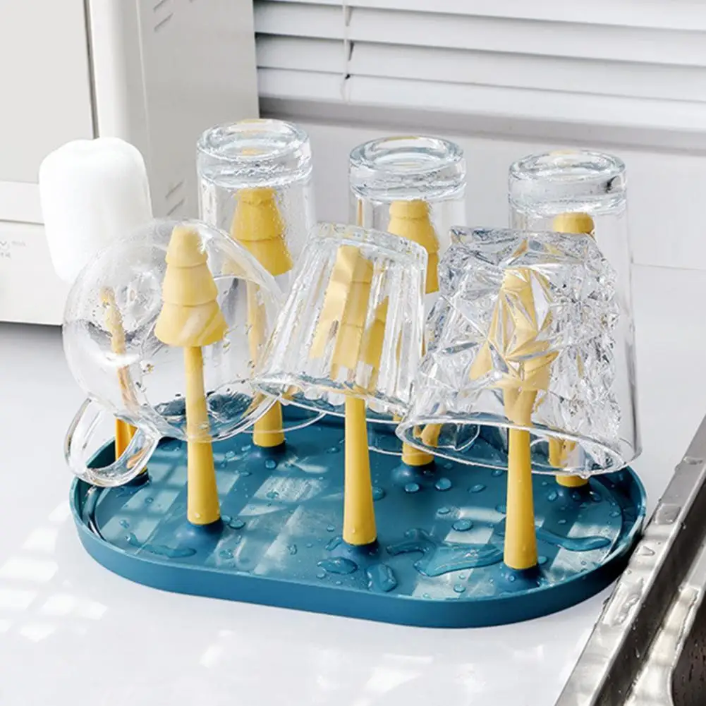 

Creativity Removable Cup Drying Rack Multifunctional With Cup Brush PP Creative Draining Glass Holder Cup Storage Rack