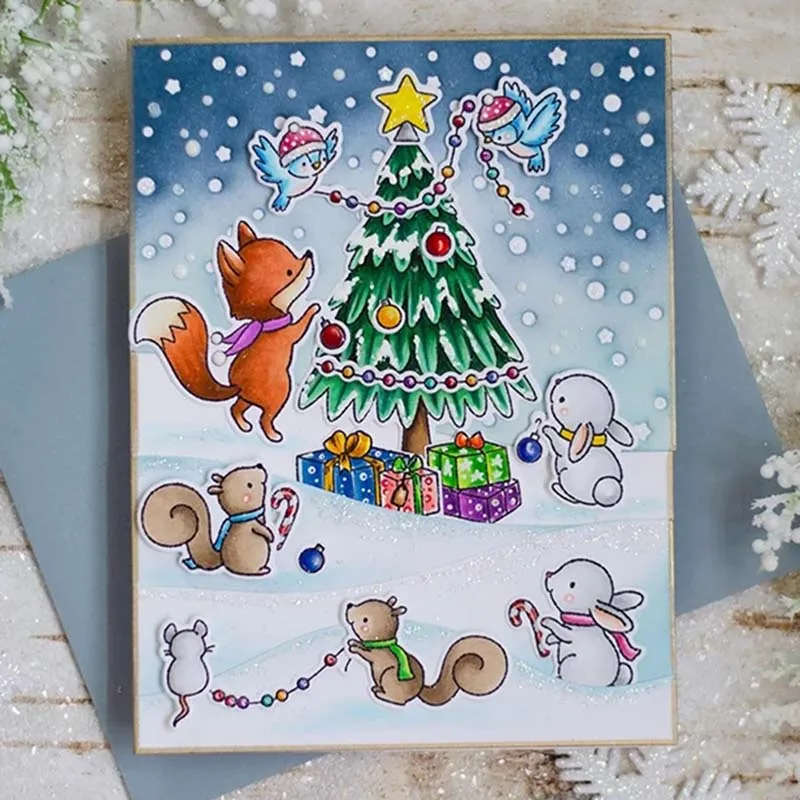 Рождественская елка металлический Трафаретный вырубной штамп и прозрачные