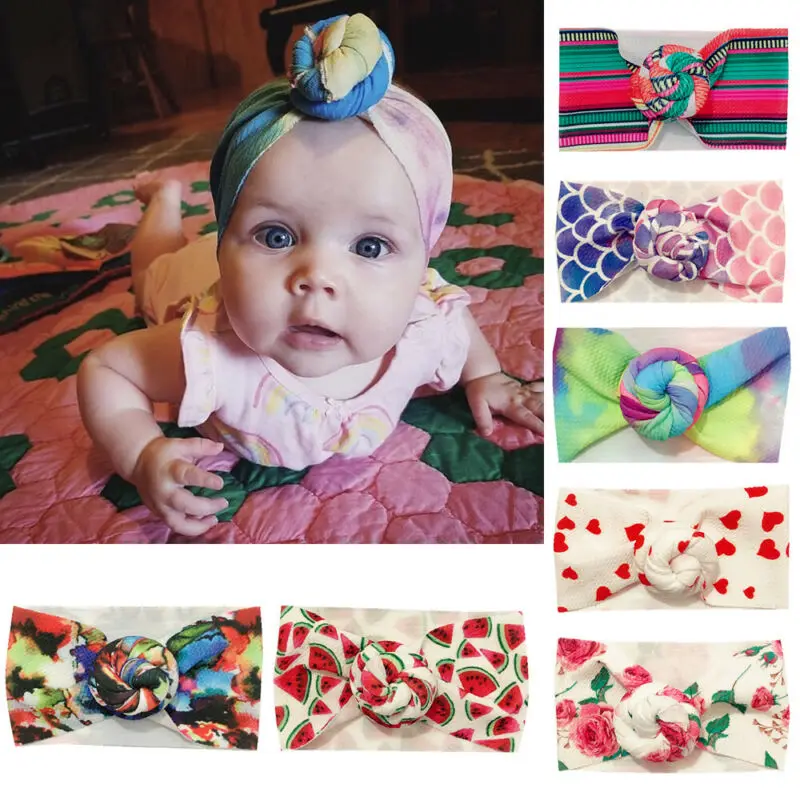 

9 Styles Hot Sale Baby Girls Kids Toddler Bow Knot Hairband Headband Stretch Turban Head Wrap