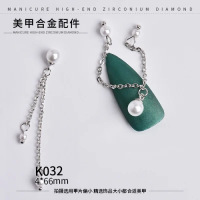 K032 Серебряный 5 шт. Птица/Сердце/Любовь Купидон дизайн ногтей циркон Длинная цепочка Кулон Ювелирные изделия ногтей циркон алмаз ногтей циркон украшения - Цвет: K032