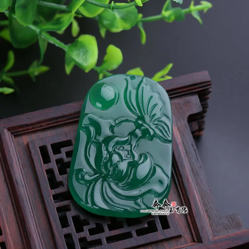 

100% Real agate green jade pendant hand carved penoy jadeite jade pendants jade necklace Attached rope fine jade jewelry