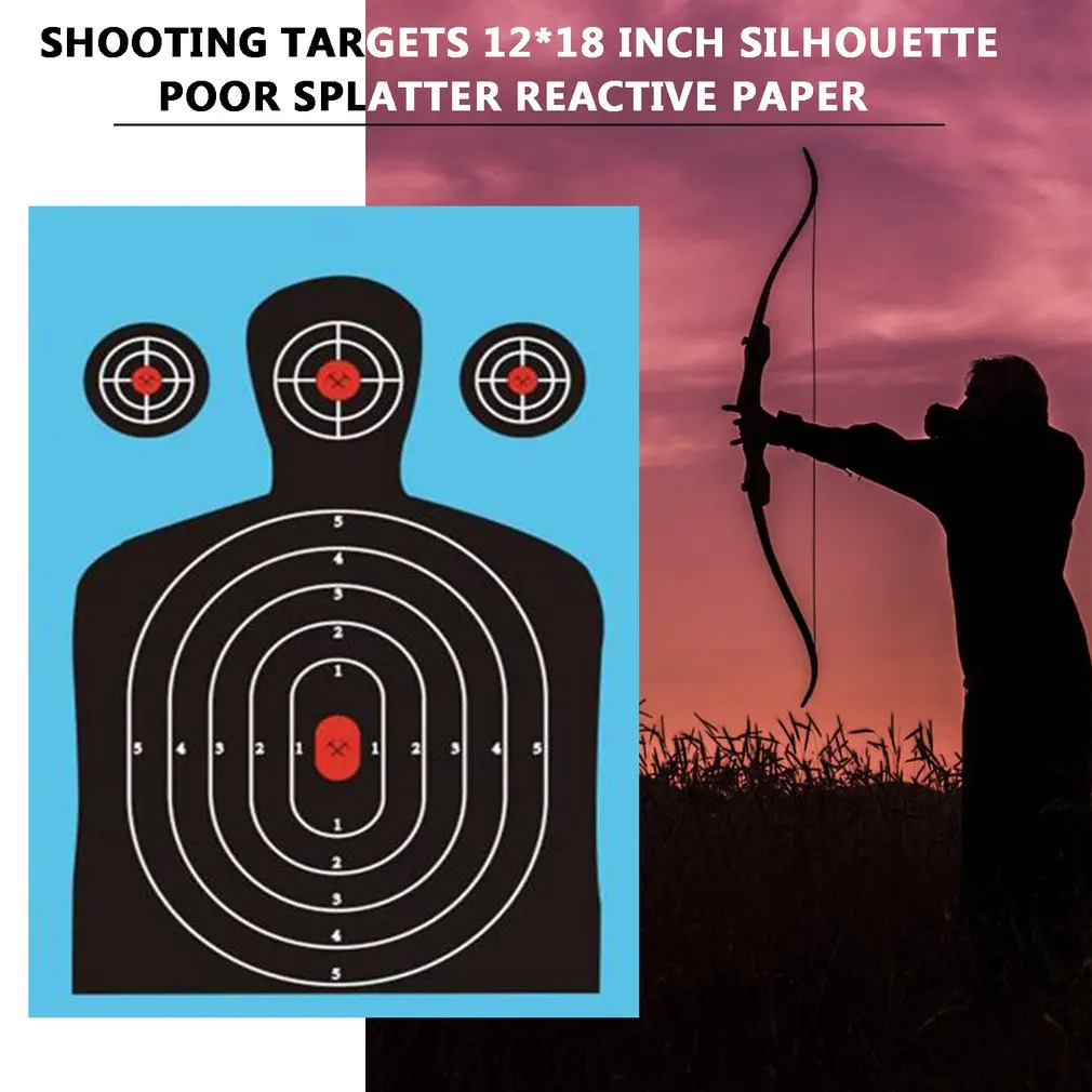 

10pack Shooting Targets 12*18 inch Silhouette Poor Splatter Reactive Paper Targets Fluorescent Rifle Pistol Airsoft Pellet Gun