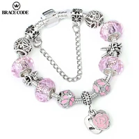 brace code mothers day mom letter pink pendant bracelet for women silver plated chain mother brand bracelet fine jewelry gift