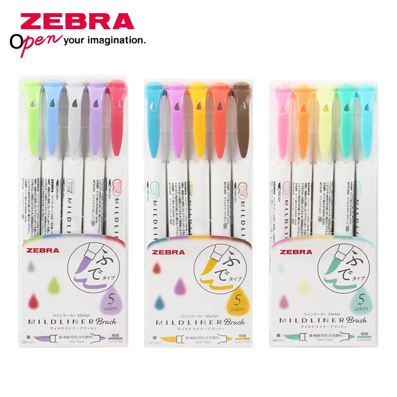 5 шт. ZEBRA WFT8 двойная головсветильник ящаяся цветная Люминесцентная кисть для