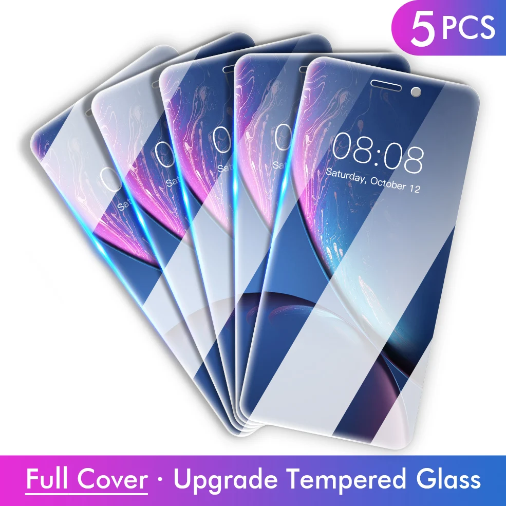 Защитное стекло закаленное для iPhone X XS Max XR 7 8 6 6s Plus 11 Pro 5 шт.|Защитные стёкла и