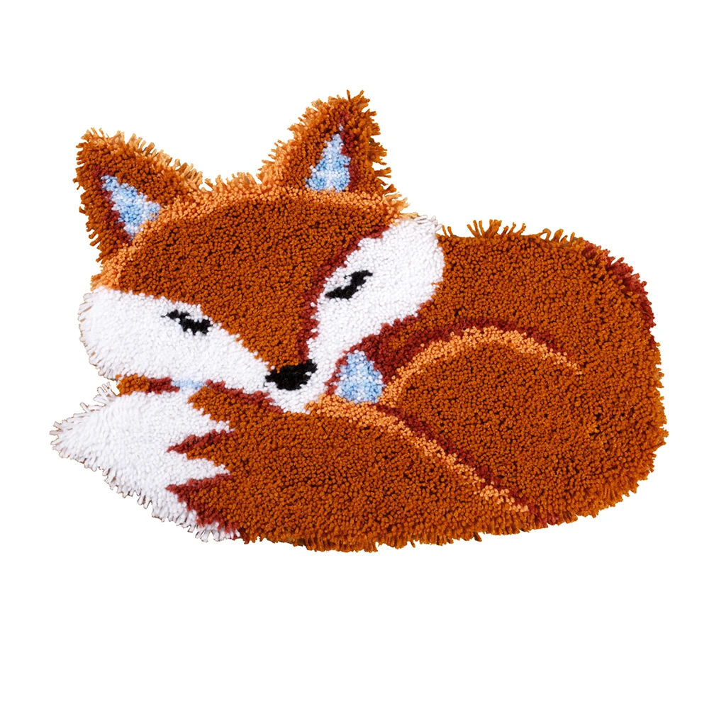 

Sleeping Fox Latch hook rug kits crochet hooks Carpet embroidery Stitch threads Set for embroidery hobby craft embroidery diy